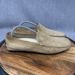 Baldinini Loafers Men's 10 (43) Tan Brown Leather Slip On Driving Casual